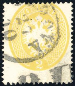 1863 - 2 soldi giallo, dent. 14, ... 