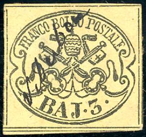 VITERBO, a penna - 3 baj giallo cromo (4A), ... 