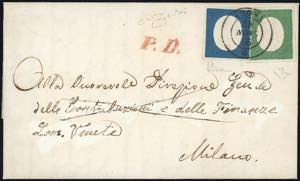 1855 - 5 cent. verde, 20 cent. azzurro ... 