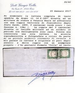 1857 - 5 cent. verde scuro (13Ac), ... 