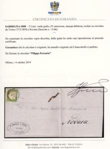 1858 - 5 cent. verde giallo, ... 