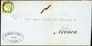 1858 - 5 cent. verde giallo, stampa ... 