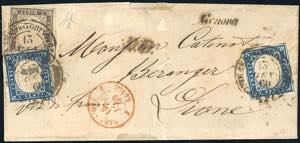 1860 - 10 cent. bruno tendente al porpora, ... 
