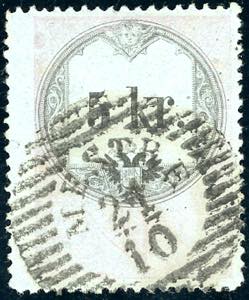 1858 - 5 kr. rosa e nero su carta azzurra ... 