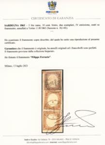 1863 - 3 lire rame, 10 cent. ... 