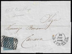 1852 - 2 crazie azzurro verdastro su azzurro ... 