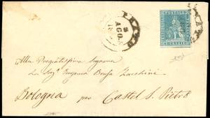 1855 - 2 crazie azzurro verdastro su grigio ... 