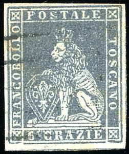 1851 - 6 crazie grigio scuro su grigio (7f), ... 