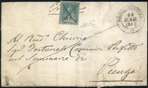 1859 - 2 crazie azzurro (13), ottimo stato, ... 