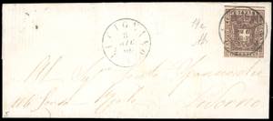 1860 - 10 cent. bruno, linea di riquadro ... 