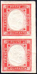1861 - 40 cent. vermiglio, non emesso (4), ... 