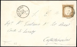 1862 - 10 cent. bruno scuro (1d), pos. 4, ... 