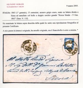 1863 - 15 cent. azzurro grigio ... 