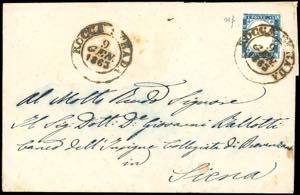 1863 - 15 cent. azzurro grigio scuro tipo ... 