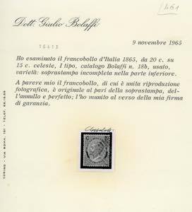 1865 - 20 cent. su 15 cent. Ferro ... 