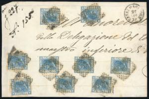 1867 - 20 cent. azzurro, tiratura di Torino ... 
