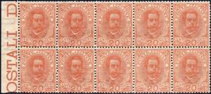 1895 - 20 cent. Umberto I (61), blocco di 10 ... 