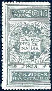 1921 - 15 cent. grigio Dante, non emesso ... 