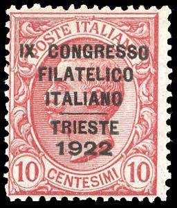 1922 - 10 cent. Congresso Filatelico (123), ... 