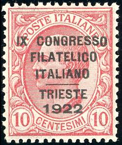 1922 - 10 cent. Congresso Filatelico (123), ... 