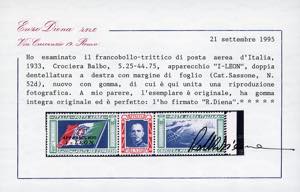 1933 - 5,25 + 44,75 lire Trittico ... 