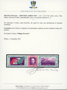 1933 - 5,25 + 44,75 lire trittico ... 