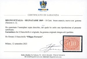 1869 - 10 cent. bruno arancio (2), ... 