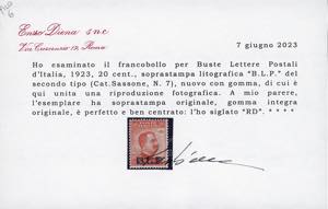 1923 - 20 cent., soprastampa ... 