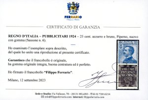 1924 - 25 cent. Piperno (6), ... 