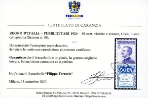 1924 - 50 cent. Coen (10), ... 