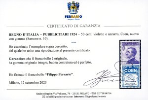 1924 - 50 cent. Coen (10), nuovo, ... 