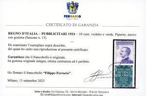 1924 - 50 cent. Piperno (13), ... 