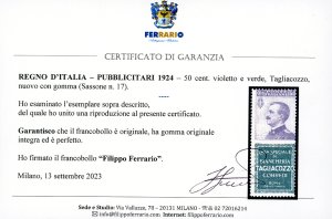 1924 - 50 cent. Tagliacozzo (17), ... 