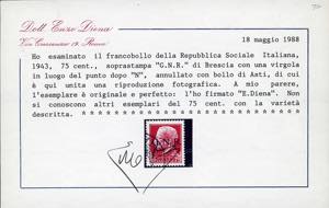 1943 - 75 cent. soprastampa G.N.R. ... 