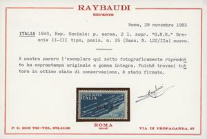 1943 - 2 lire azzurro, soprastampa ... 