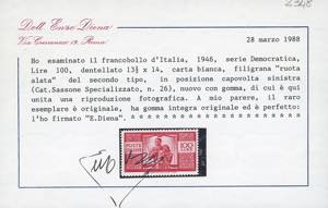 1946 - 100 lire Democratica, dent. ... 