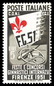 1951 - 5 lire Ginnici, stampa del giglio ... 