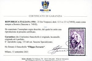 1954 - 25 lire Vespucci, dent. 12 ... 