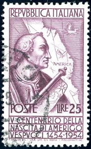 1954 - 25 lire Vespucci, dent. 12 1/4 x 13 ... 