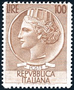 1955 - 100 lire Turrita, filigrana stelle II ... 