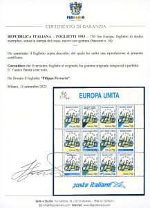 1933 - 750 lire Europa, foglietto ... 