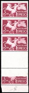 1947 - 15 lire Democratica, striscia ... 