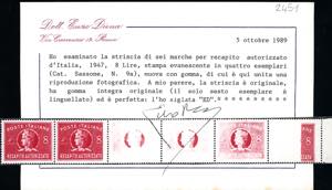 1947 - 8 lire, striscia ... 