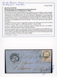 1866 - 5 Kr. rosa e nero, marca ... 