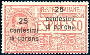 DALMAZIA ESPRESSI 1921 - 25 cent. su 25 ... 