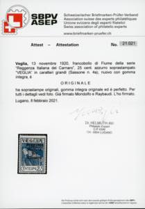 VEGLIA 1920 - 25 cent. azzurro ... 