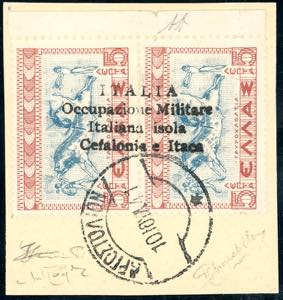 EMISSIONI DI ARGOSTOLI 1941 - 5 l. + 5 l. ... 
