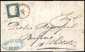 1859 - 20 cent. azzurro scuro IV emissione ... 