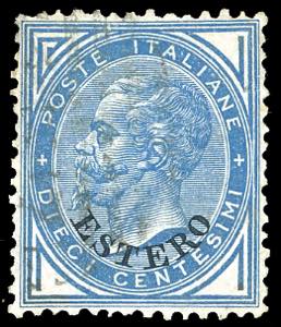EMISSIONI GENERALI 1879 - 10 cent. azzurro, ... 