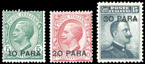 COSTANTINOPOLI 1908 - 10 pa. su 5 cent., 20 ... 